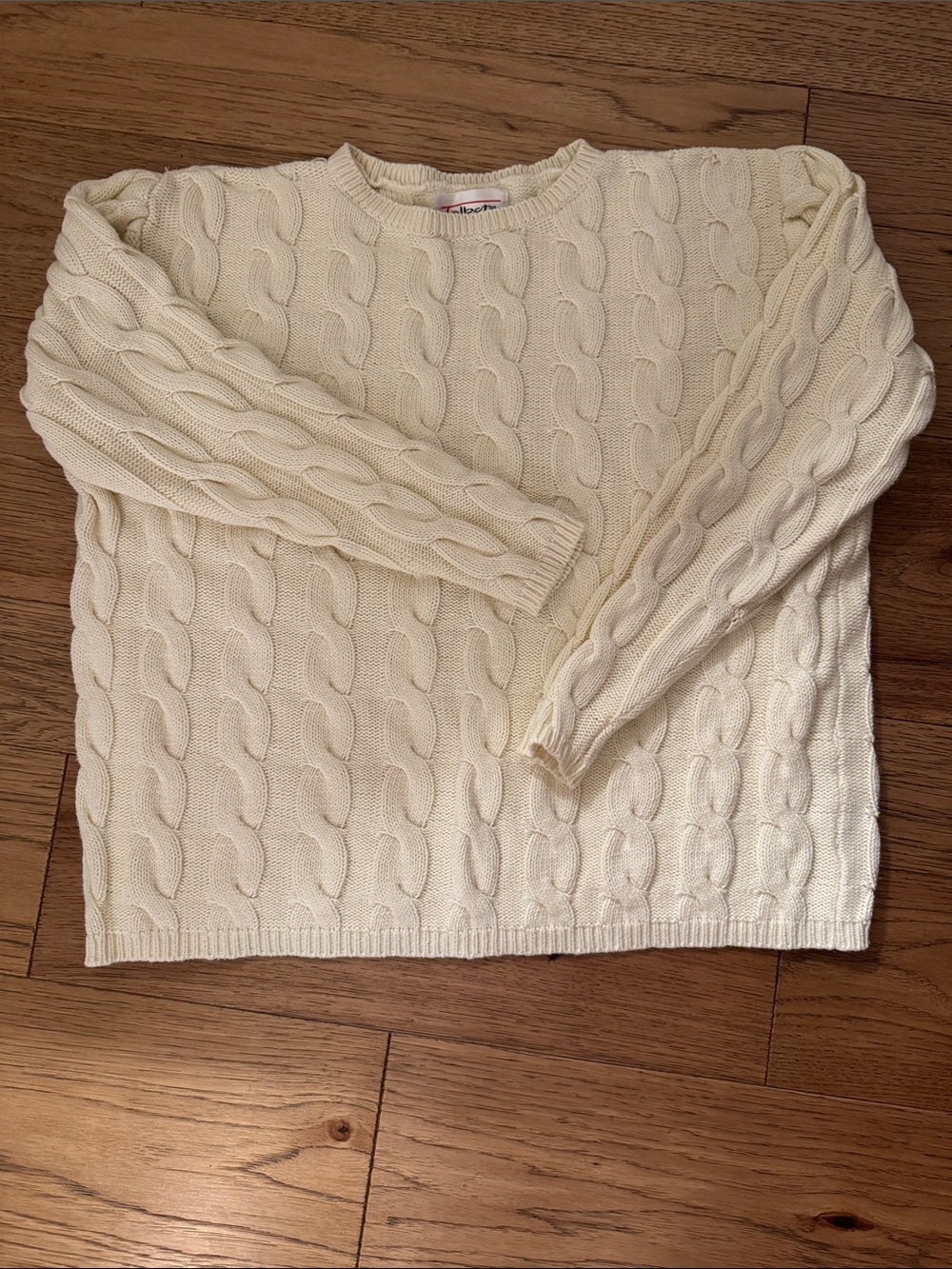 π Vintage Talbots Ivory Cable Crewneck Sweater